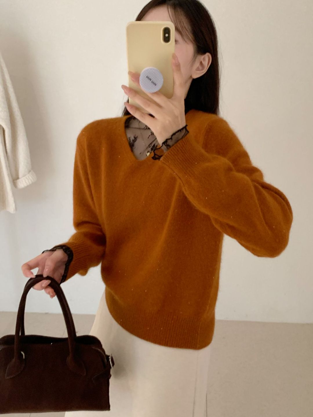 【素简.810196】秋冬新款蝴蝶结领口设计绵羊毛混纺针织衫