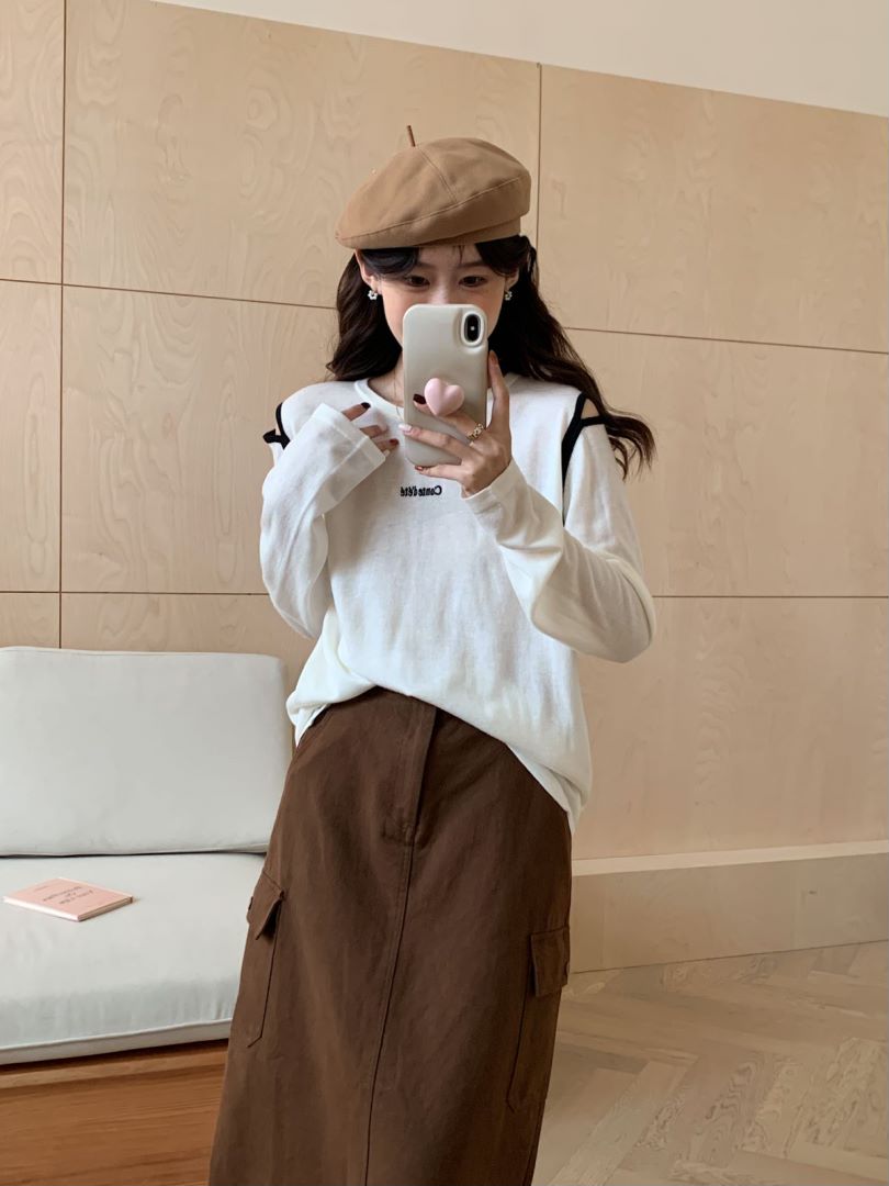 【素简.900137】30绵羊毛长袖针织打底肩包边漏洞显瘦羊毛衫