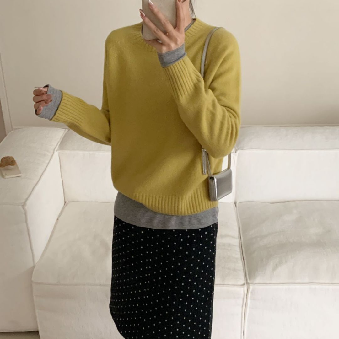 【素简.660135】秋冬新款100绵羊毛无缝侧面小五金羊毛衫