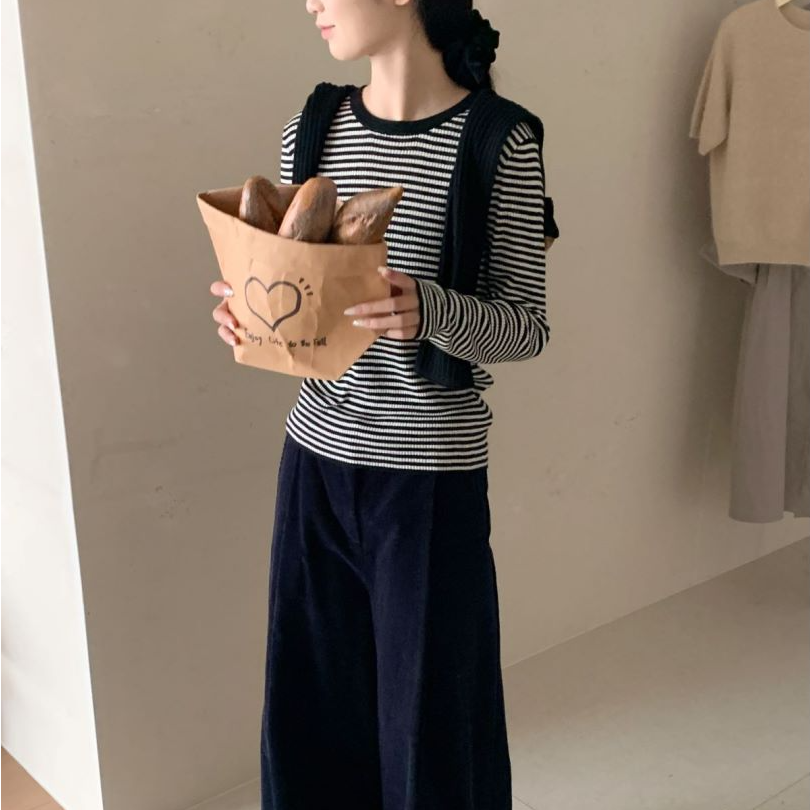 【素简.810101】早秋新款圆领条纹宝藏上新绵羊毛针织衫（3.19福利）