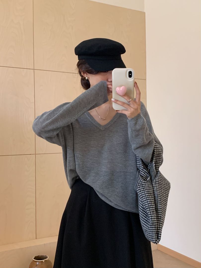 【素简.610135】30羊毛混纺显瘦百搭领上带子韩版时尚羊毛衫