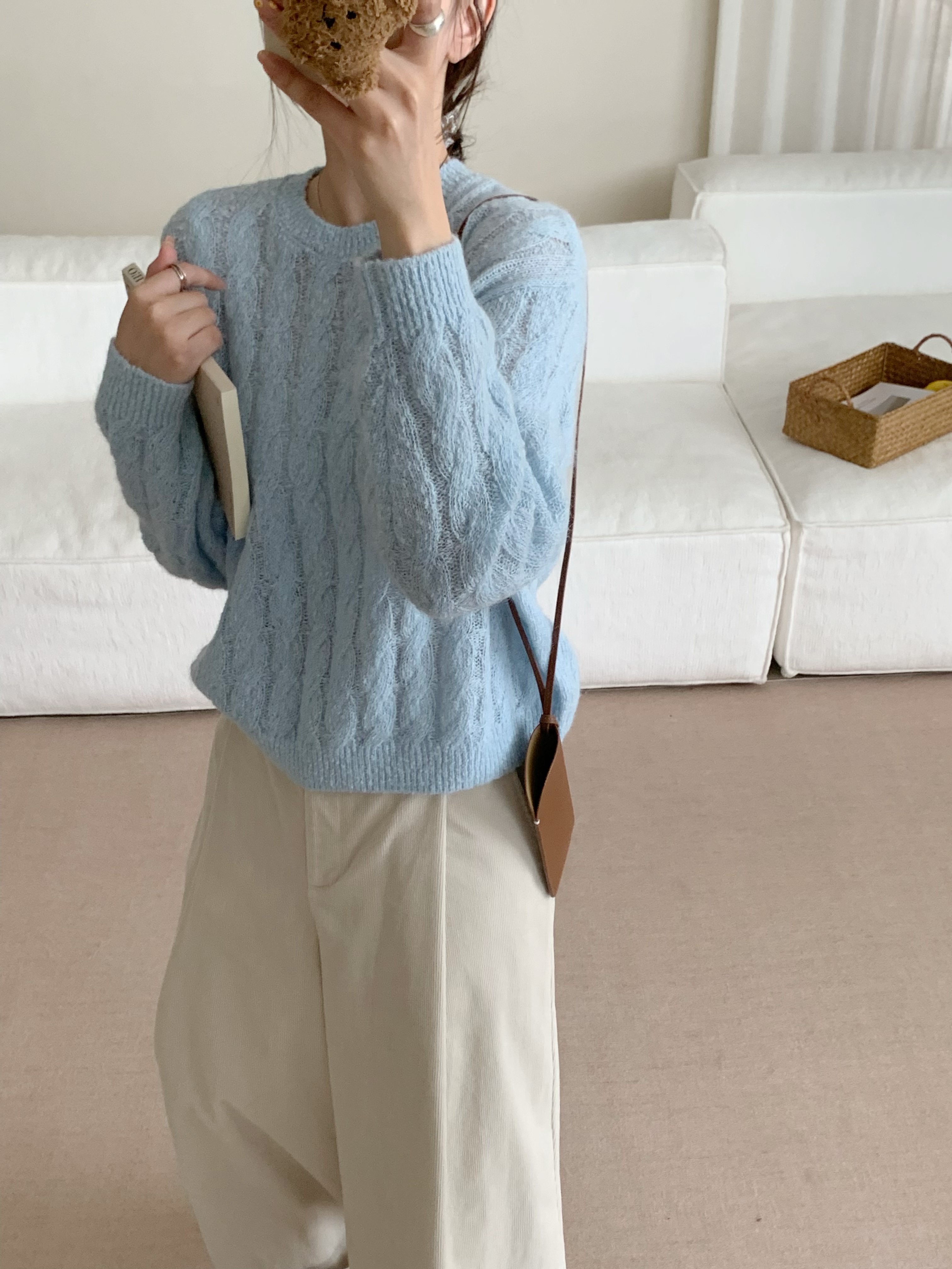 【素简.930126】秋冬新款宝藏上新时尚显瘦马海毛麻花针织衫