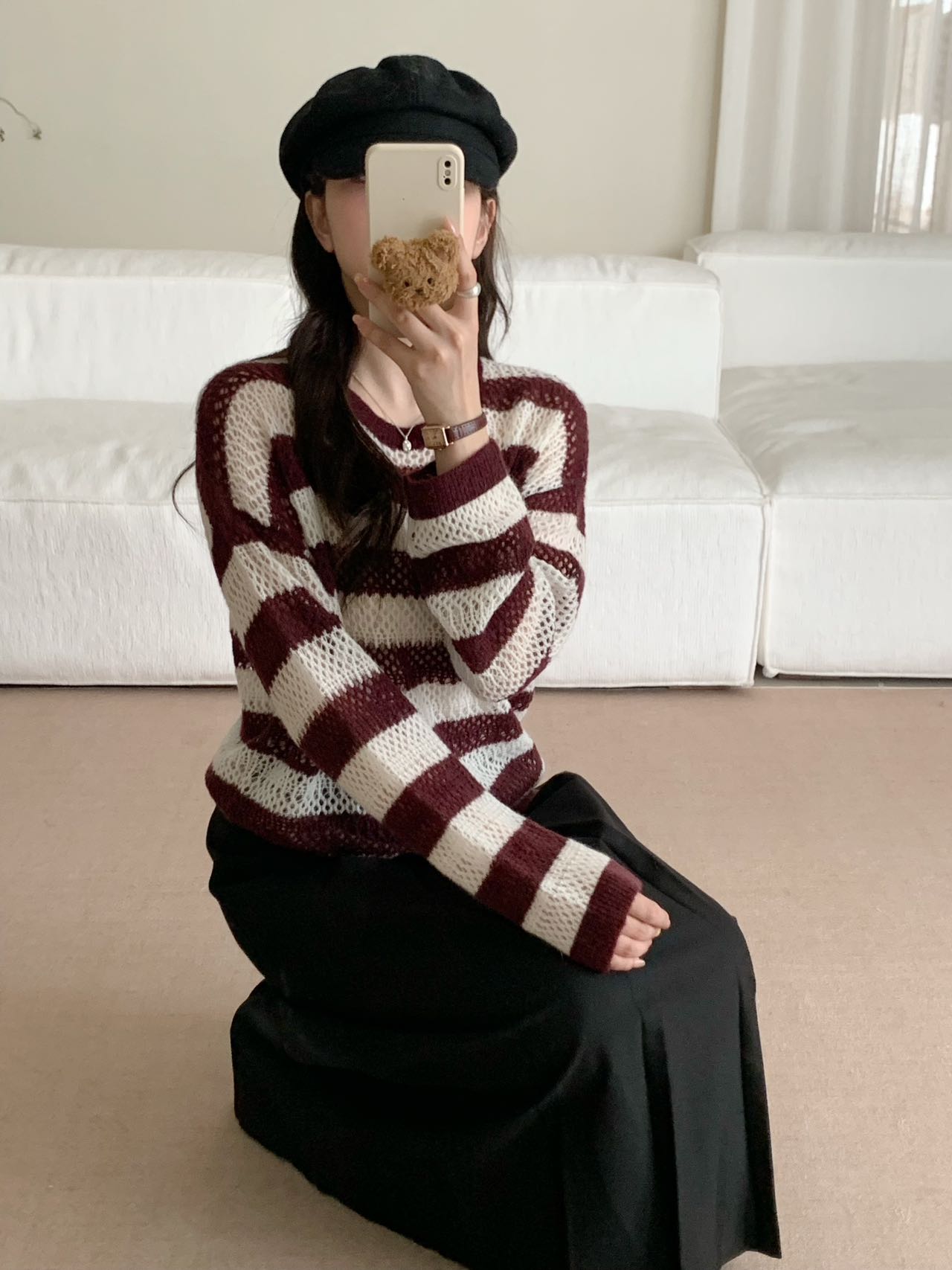 【素简.800181反季特价】秋冬新款宝藏上新条纹马海毛时尚针织衫