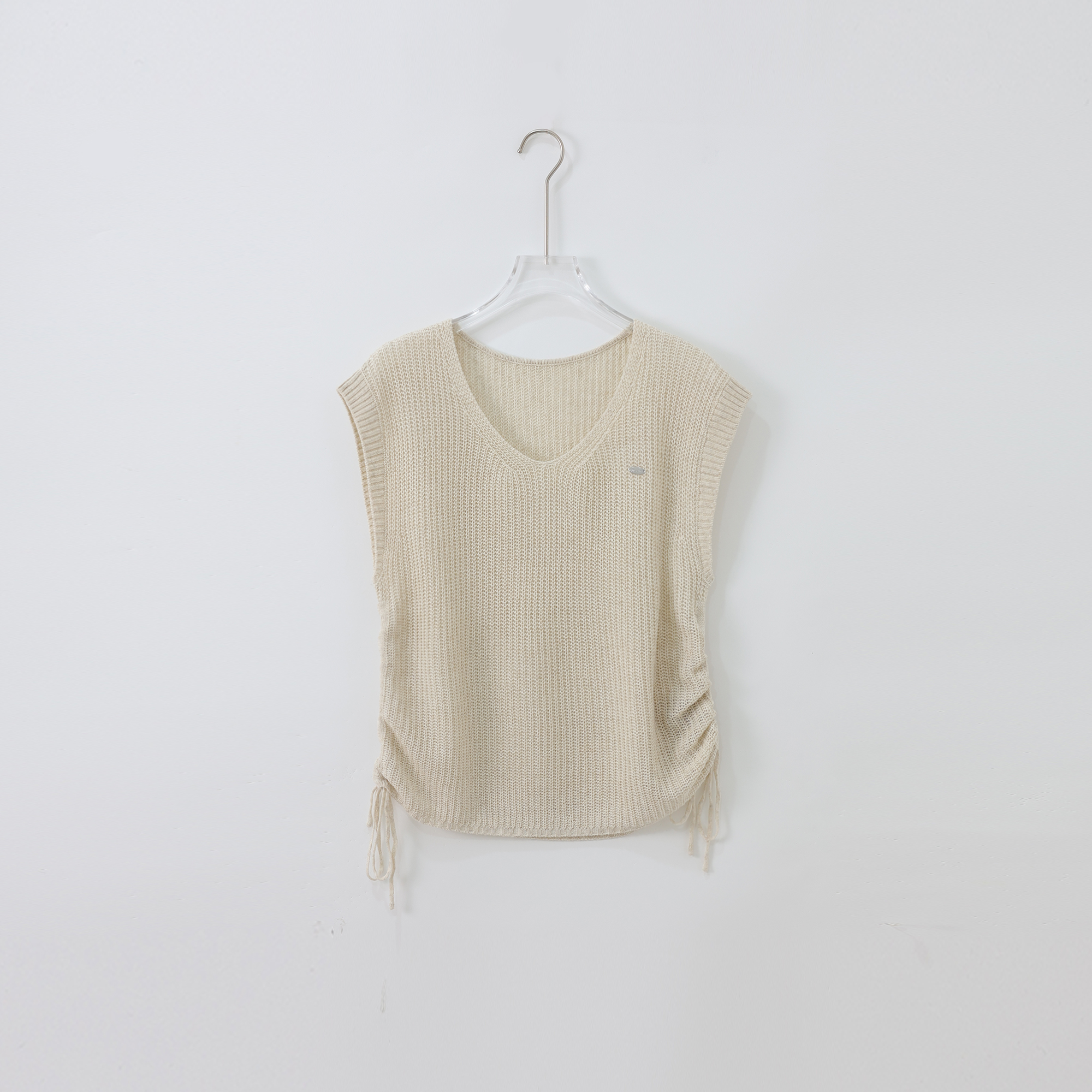 【素简.920182】夏季新款天丝亚麻抽绳订小牌牌时尚针织衫