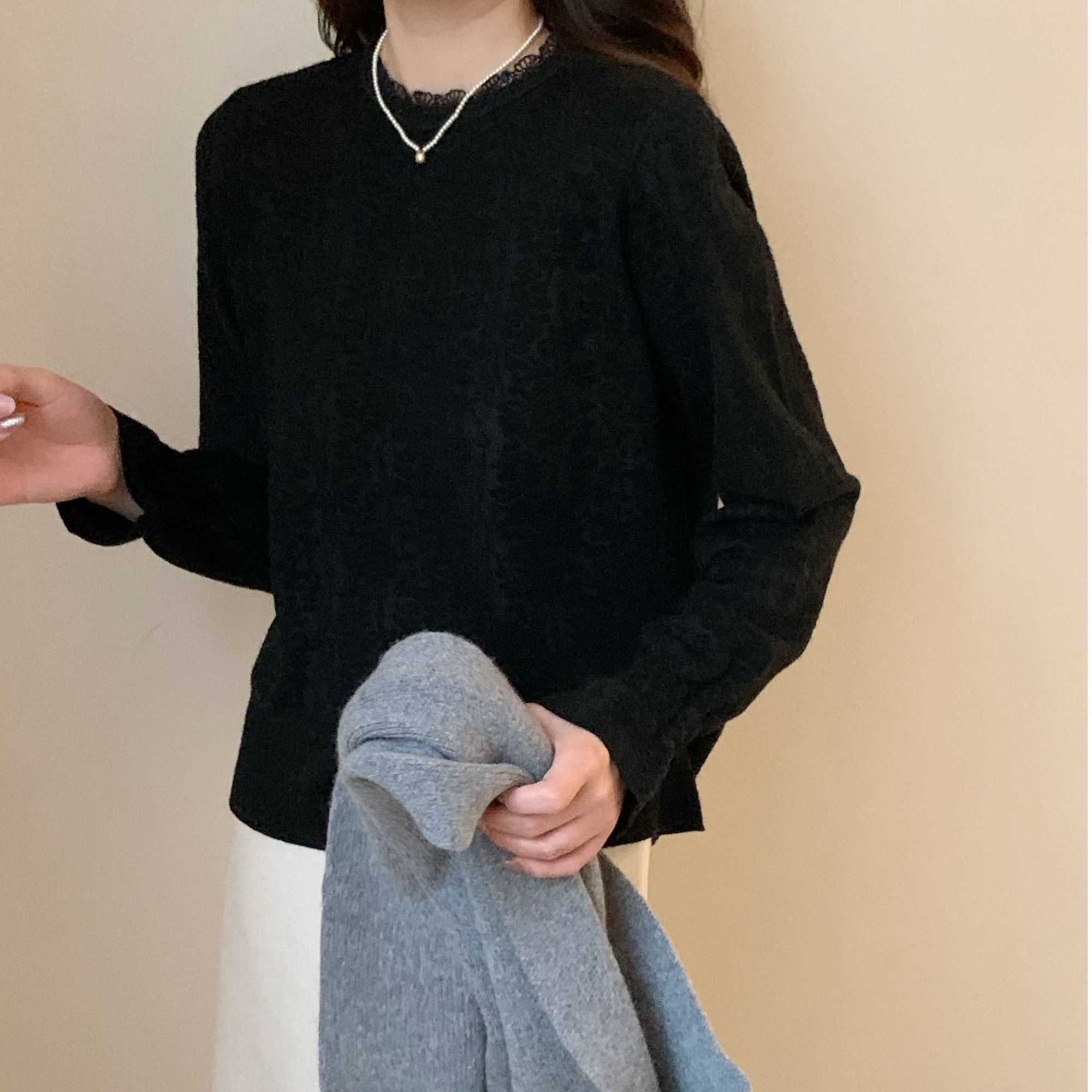 【素简.810176】秋冬绵羊毛欧根纱混纺红人上新羊毛衫