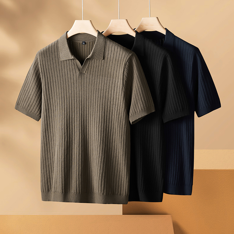 男士大码休闲POLO领短袖毛衣胖子冬季宽松保暖针织衫