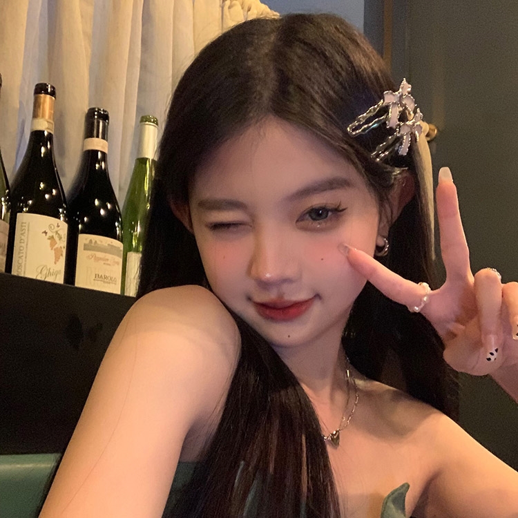 发夹甜美蝴蝶结水钻边夹侧边夹简约气质粉色ins银色少女百搭可爱