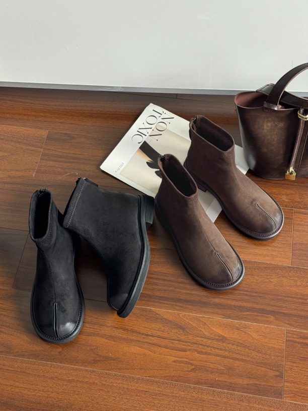 YBLH「复古·绒面·假分趾·加绒短靴」27520