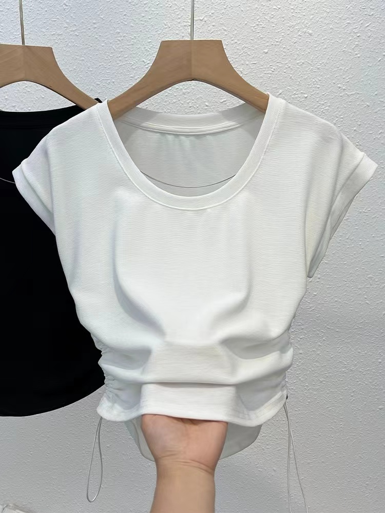 直播链接，非主图款，上衣白色时尚休闲百搭显瘦夏季纯色韩版