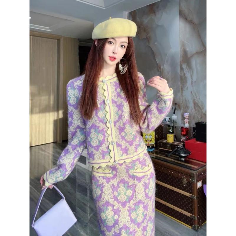 2023新款高级感潮牌美式复古小众上衣奶fufu软糯慵懒风毛衣女秋冬