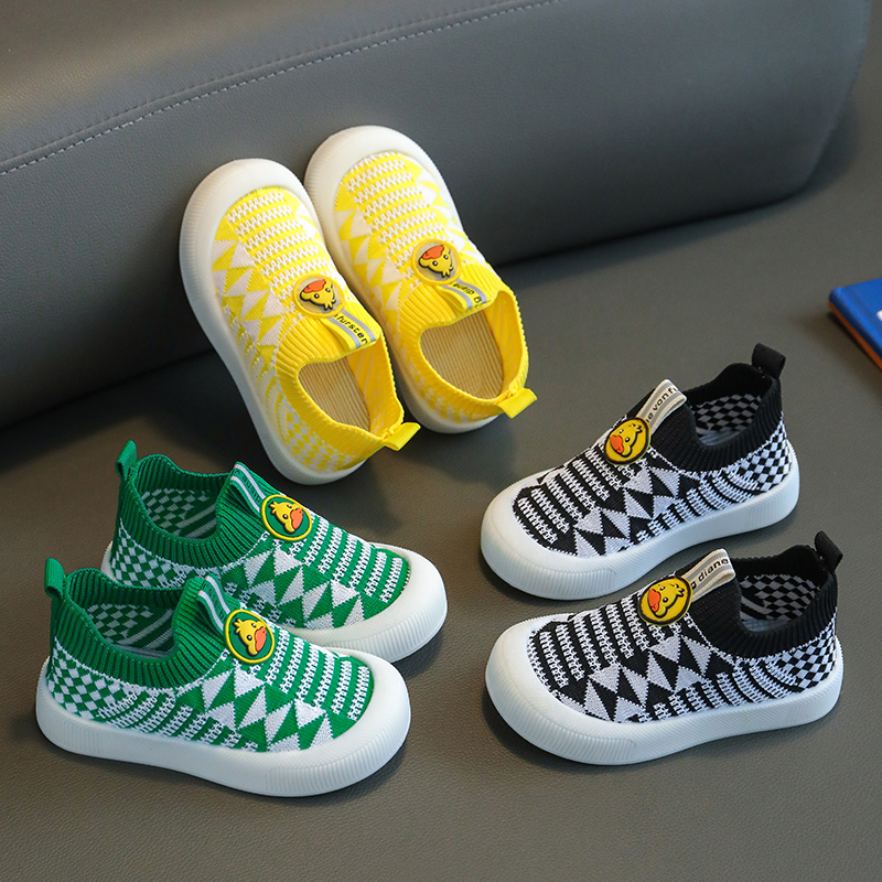 小黄鸭儿童鞋子春秋季飞织休闲鞋女童男孩贝壳头单鞋儿童夏季鞋子