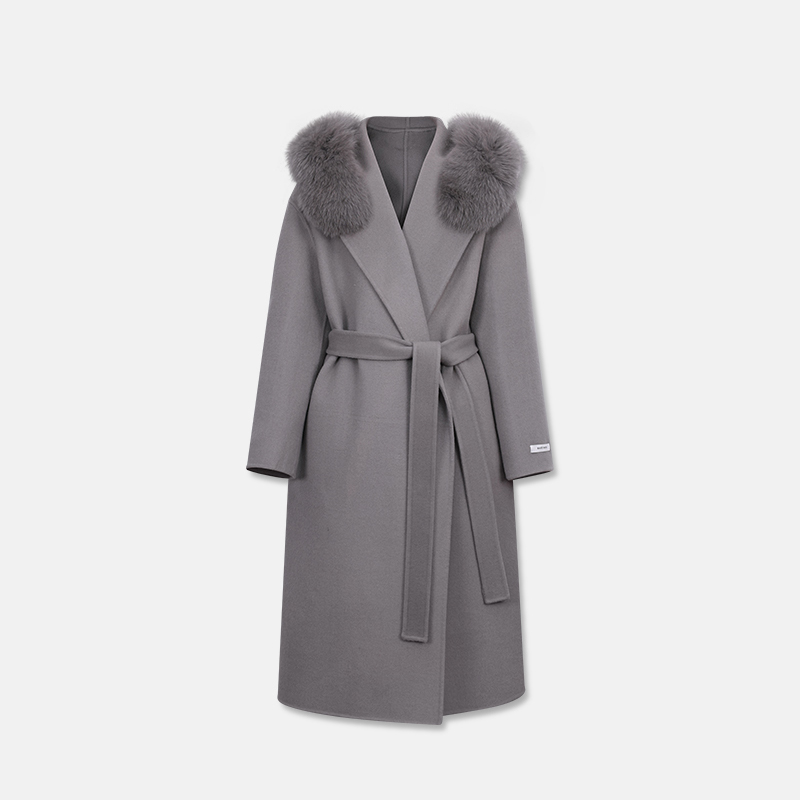 妍妍推荐 时尚女士羊毛气质长款设计师翻领秋冬羊毛大衣休闲600