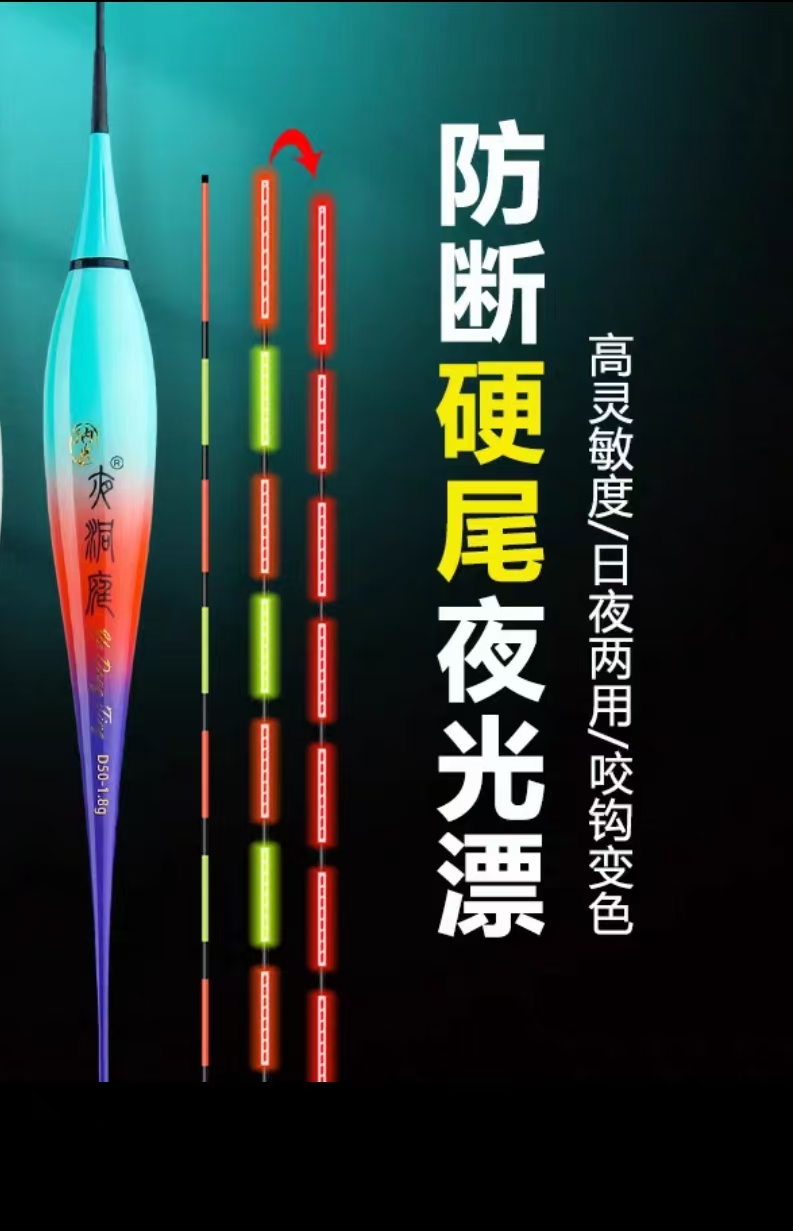 防断硬尾日夜两用电子漂高灵敏度长款变色浮漂鲫鲤草鳊大物
