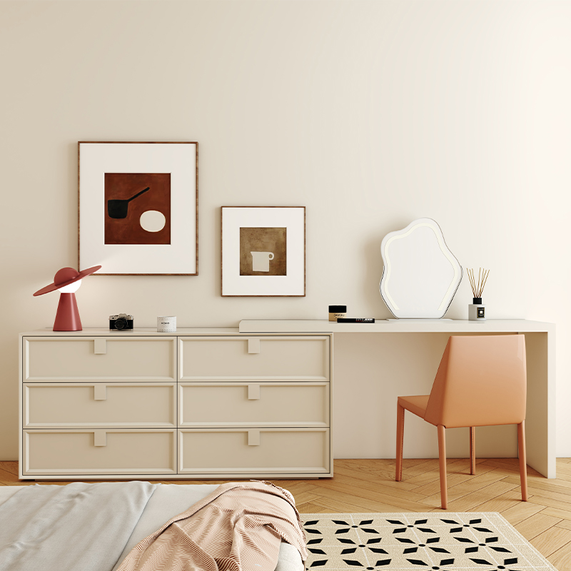 轻法式化妆镜台桌椅组合床尾斗柜妆台一体学习客厅储物办公梳妆桌