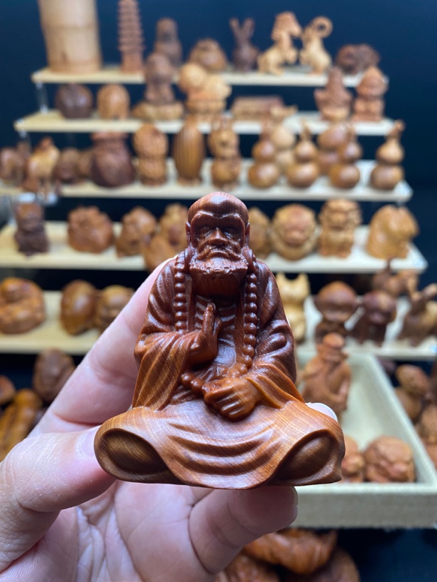 崖柏木雕达摩一物一拍