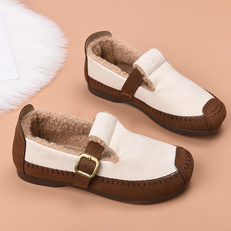 冬季老北京棉鞋女加绒保暖妈妈鞋休闲软底女士豆豆鞋加厚防滑棉靴