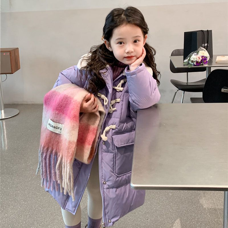 鸭鸭女童羽绒服冬季2023新款儿童加厚中长款羽绒服外套小女孩保暖