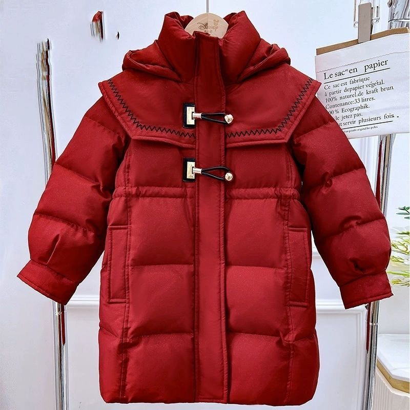 鸭鸭2023新款女童羽绒服韩版洋气收腰时髦羽绒服加厚保暖冬装儿童