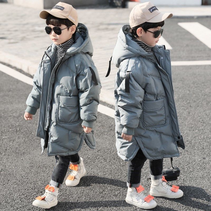 鸭鸭男童羽绒服外套2023新款儿童冬装加厚羽绒服中大童中长款男