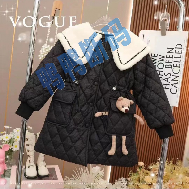 鸭鸭女童冬装羽绒服新款小熊童装时髦洋气夹棉羽绒服冬季保暖娃娃