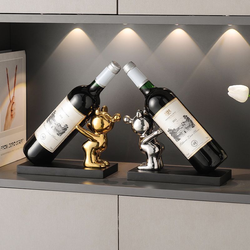 红酒架摆件暴力熊搬家乔迁礼物玄关客厅电视酒柜餐边柜家居装饰品