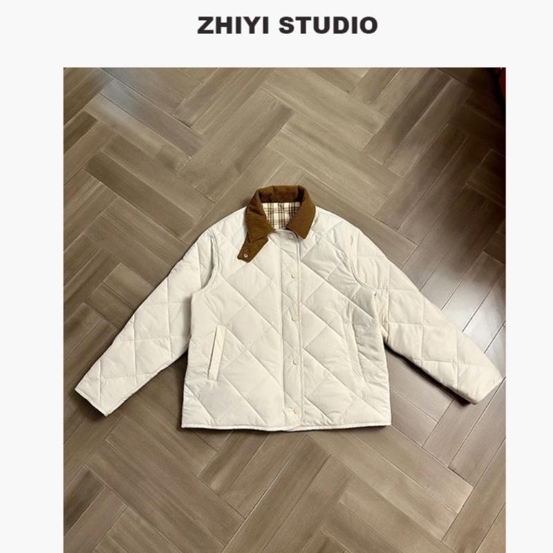 九堡莉!冬款菱格拉链暗扣男女纯色拼色情侣百搭棉衣棉服