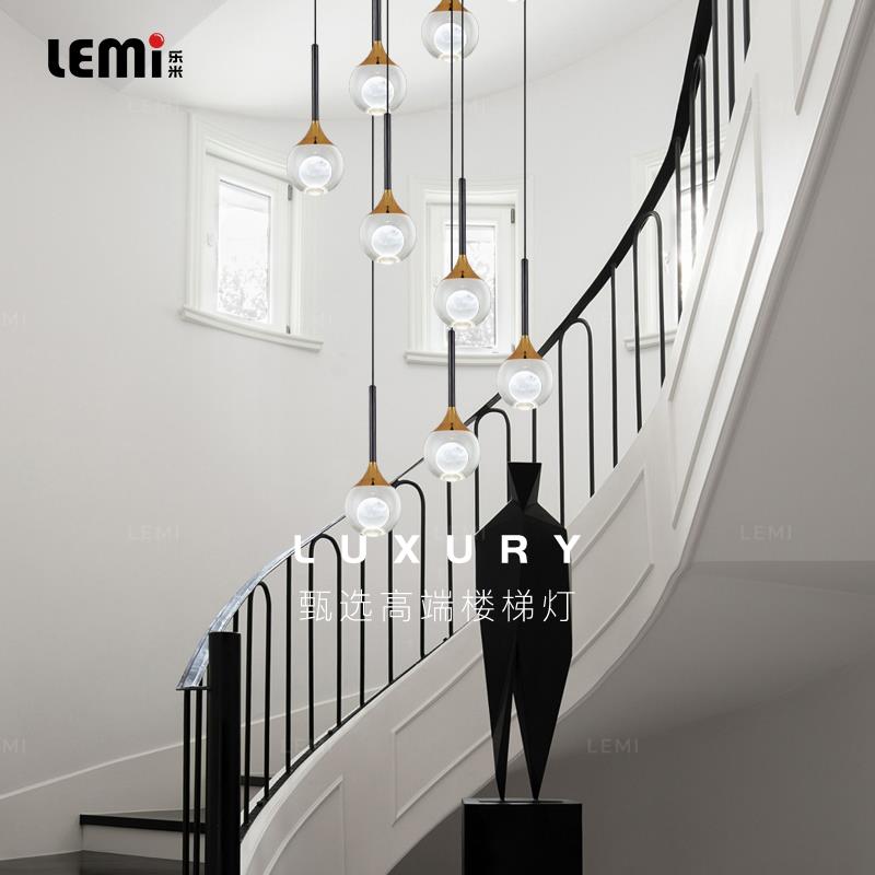 乐米乐米月亮的影子楼梯吊灯全光谱简约复式楼轻奢创意别墅吊灯