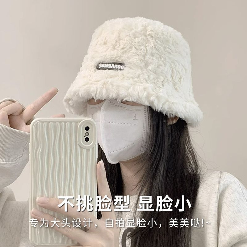 渔夫帽子韩版百搭加绒大脸显脸小秋冬季帽子防寒绒帽保暖时尚盆帽