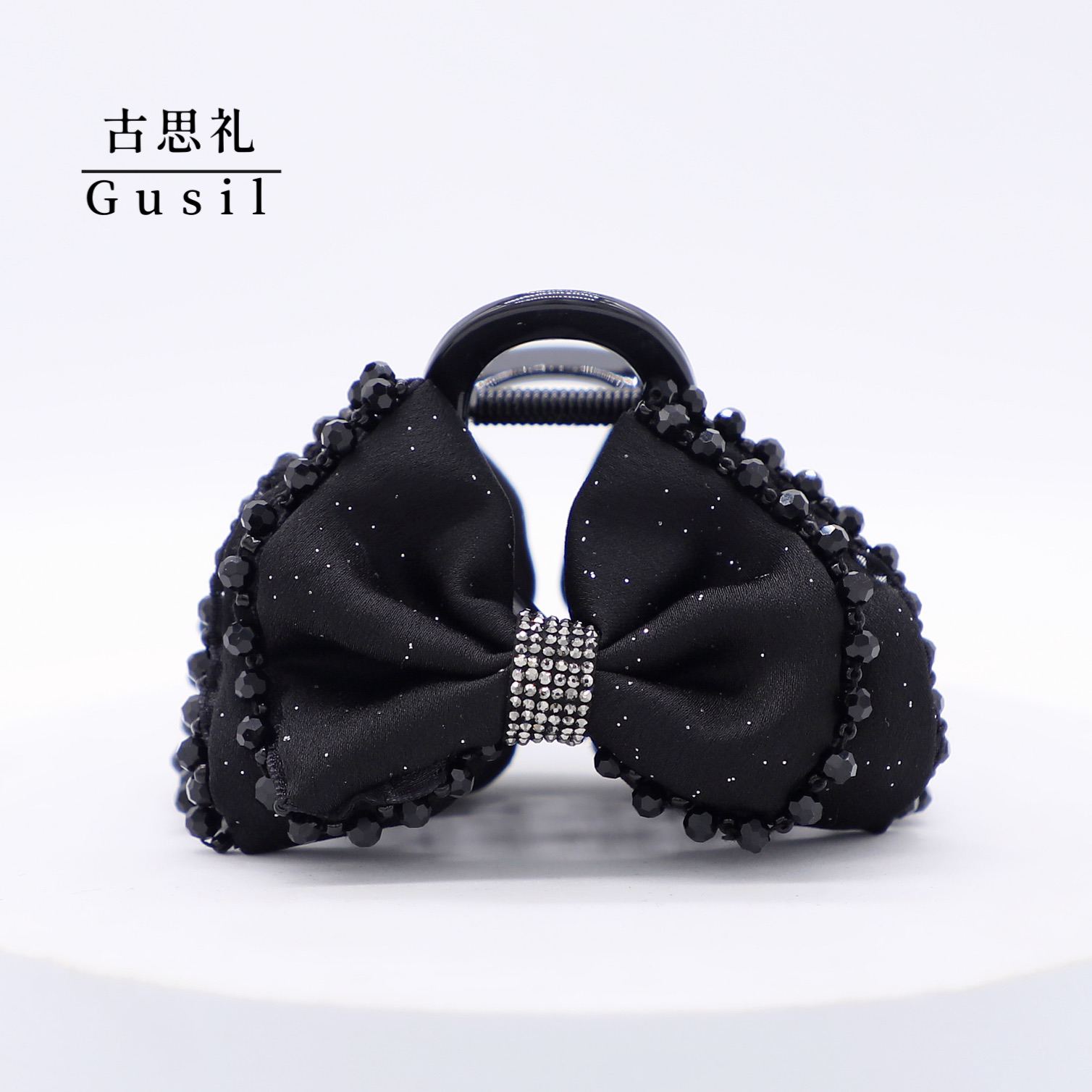 G443【芙澜】黑色气质蝴蝶结8cm抓夹GS4822-XH