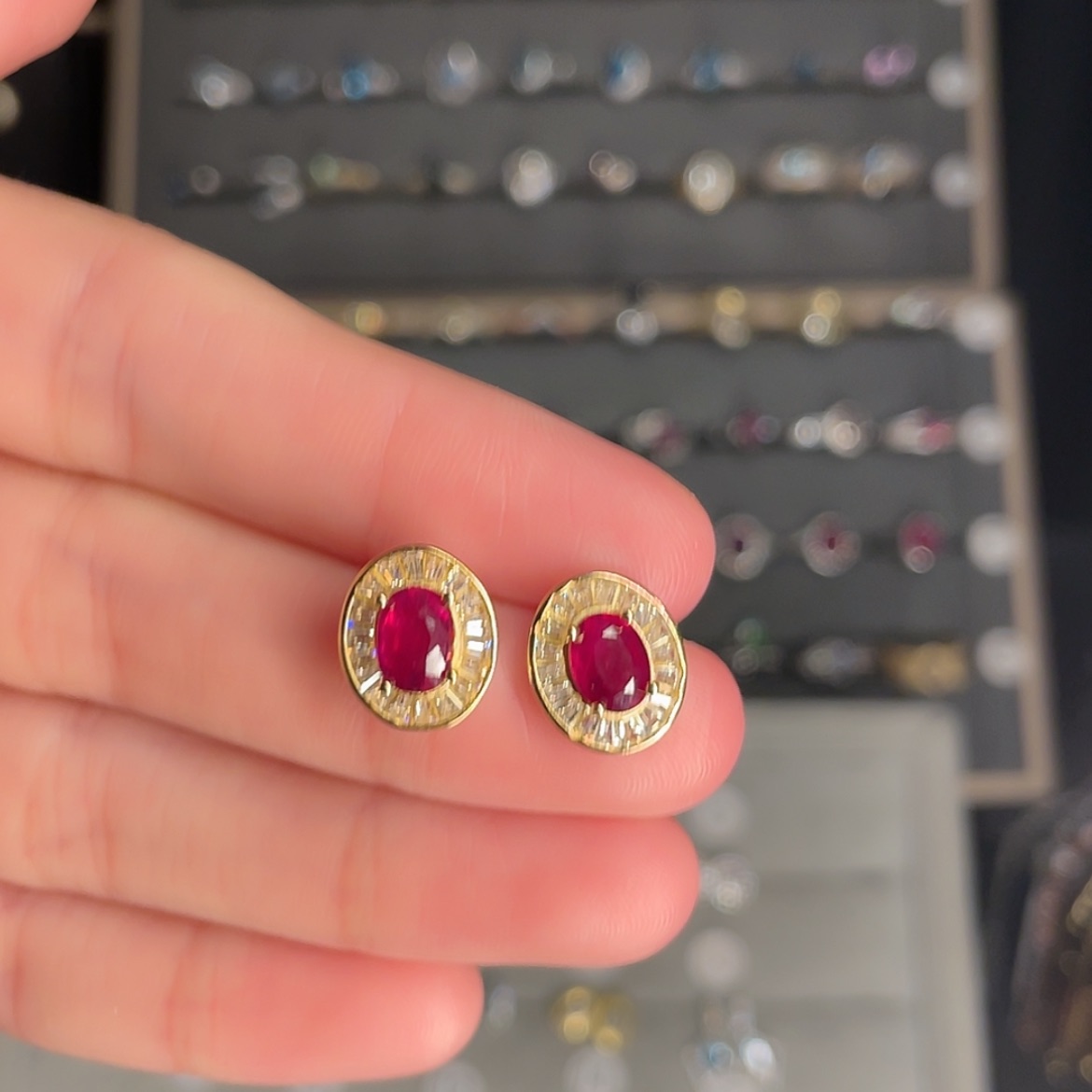 【闪购商品】红宝石戒指银S925镶嵌梨**走