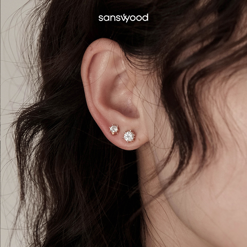 sanswood 925银耳饰 《歌剧魅影》莫桑石耳钉女纯银高级感轻奢通勤