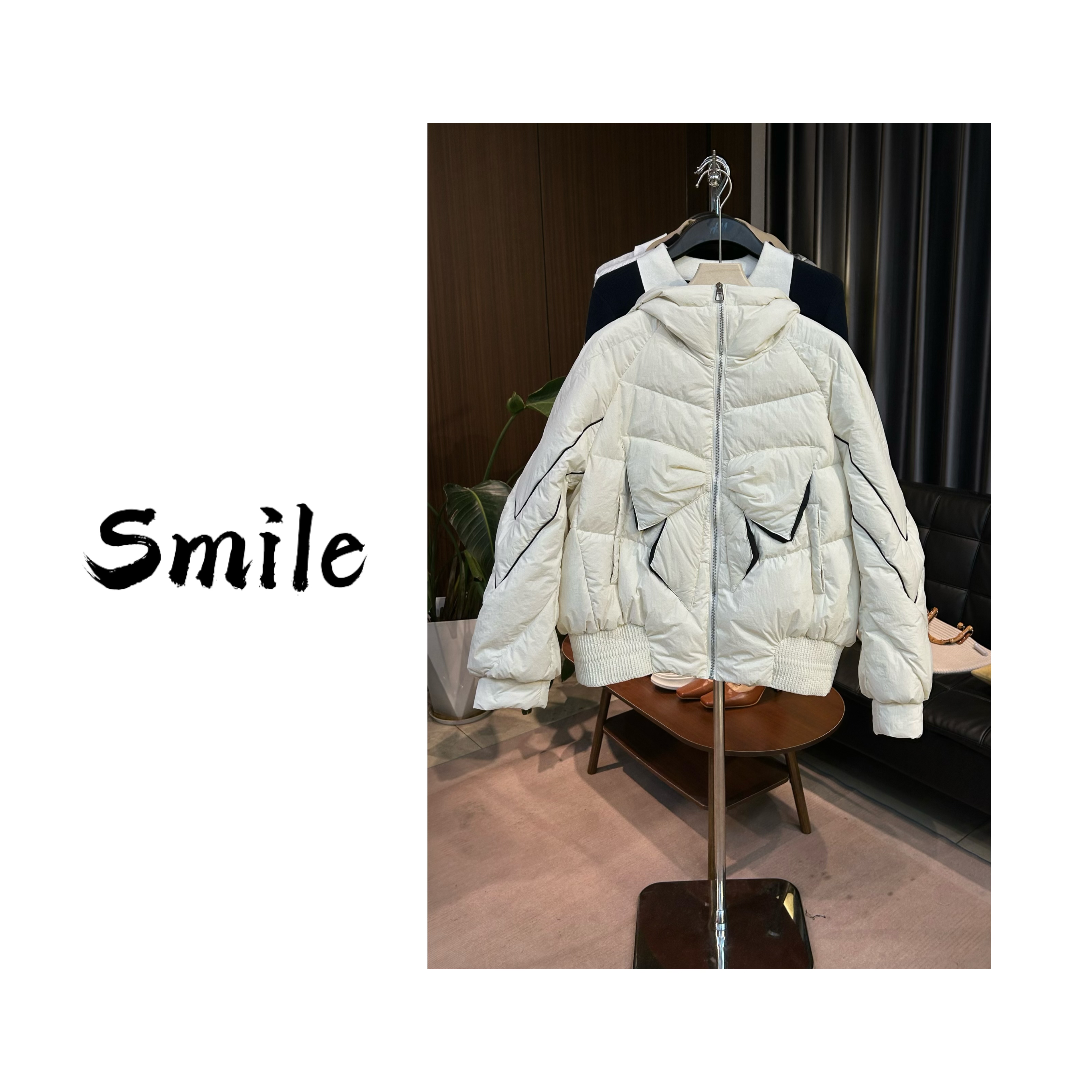 D226-米色-设计师款-短款羽绒服白鸭绒休闲时尚百搭连帽宽