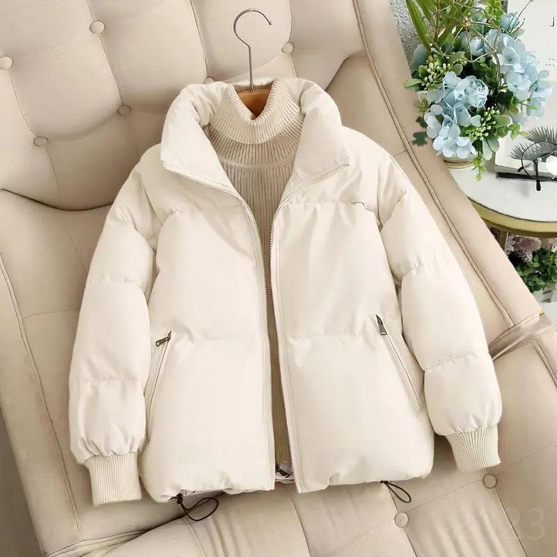 时尚短款羽绒服服女小个子冬季2023加厚奶呼呼白色面包服棉
