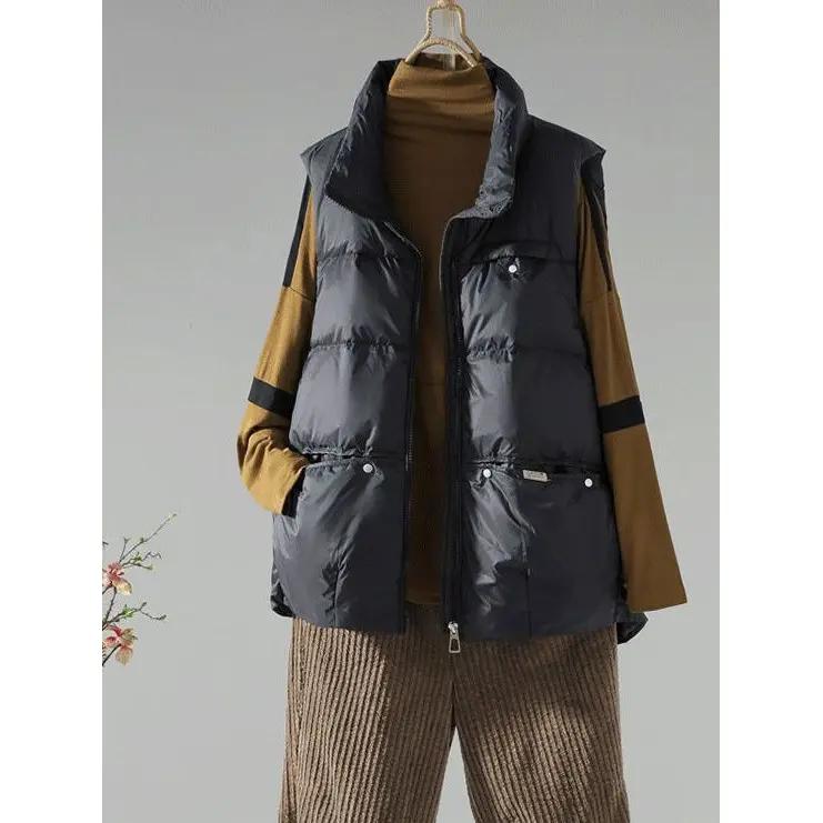 时尚胖mm大码200斤羽绒服服女马甲宽松百搭保暖棉衣马