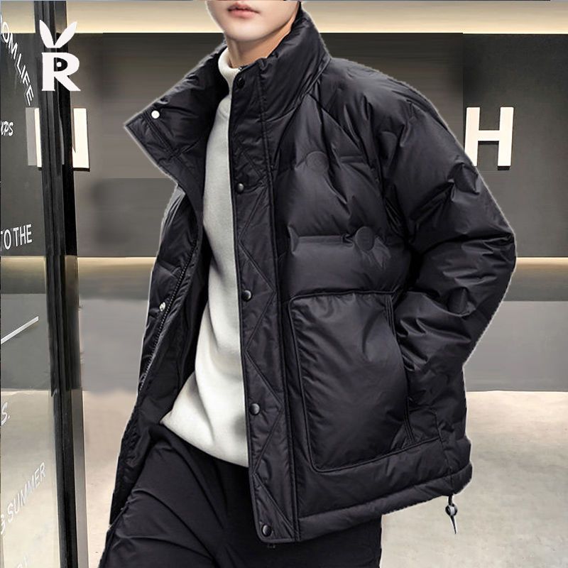 时尚羽绒服男装2023爆款冬季短款宽松冬装白鸭绒男士立领外套男潮