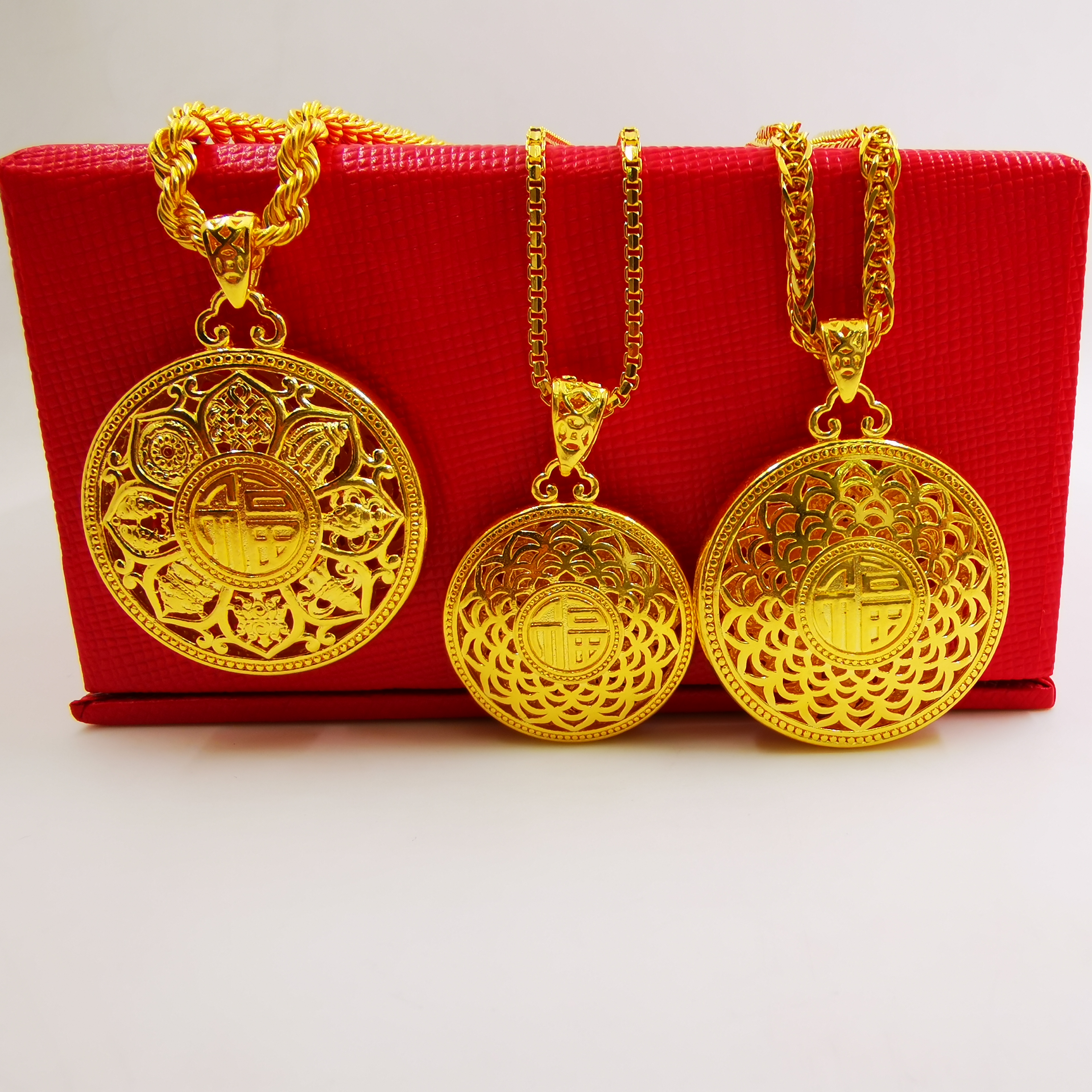 吊坠足银 古法八宝罗盘（不含链）民族风传承龙凤呈祥