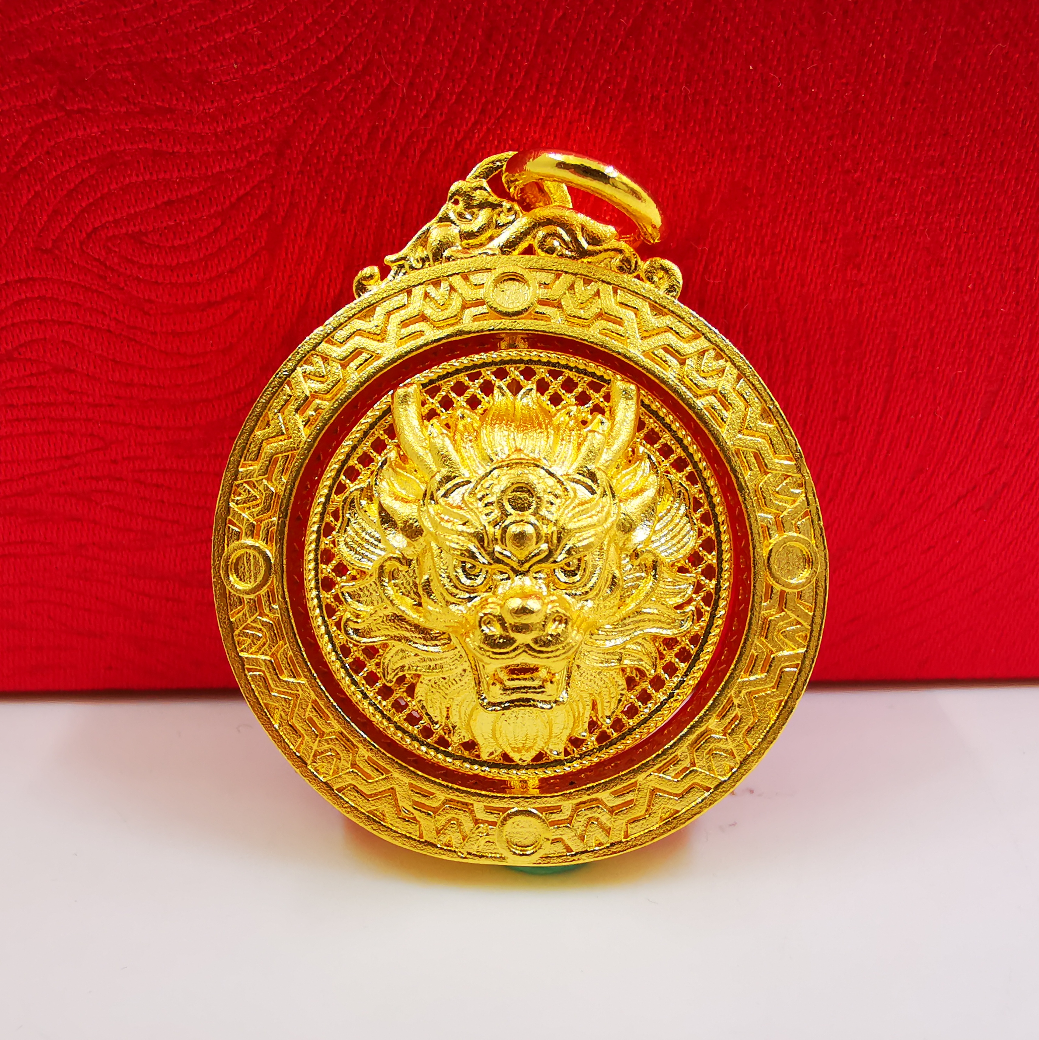 吊坠足银 金银古法灵动龙头吊牌时尚手工龙凤呈祥