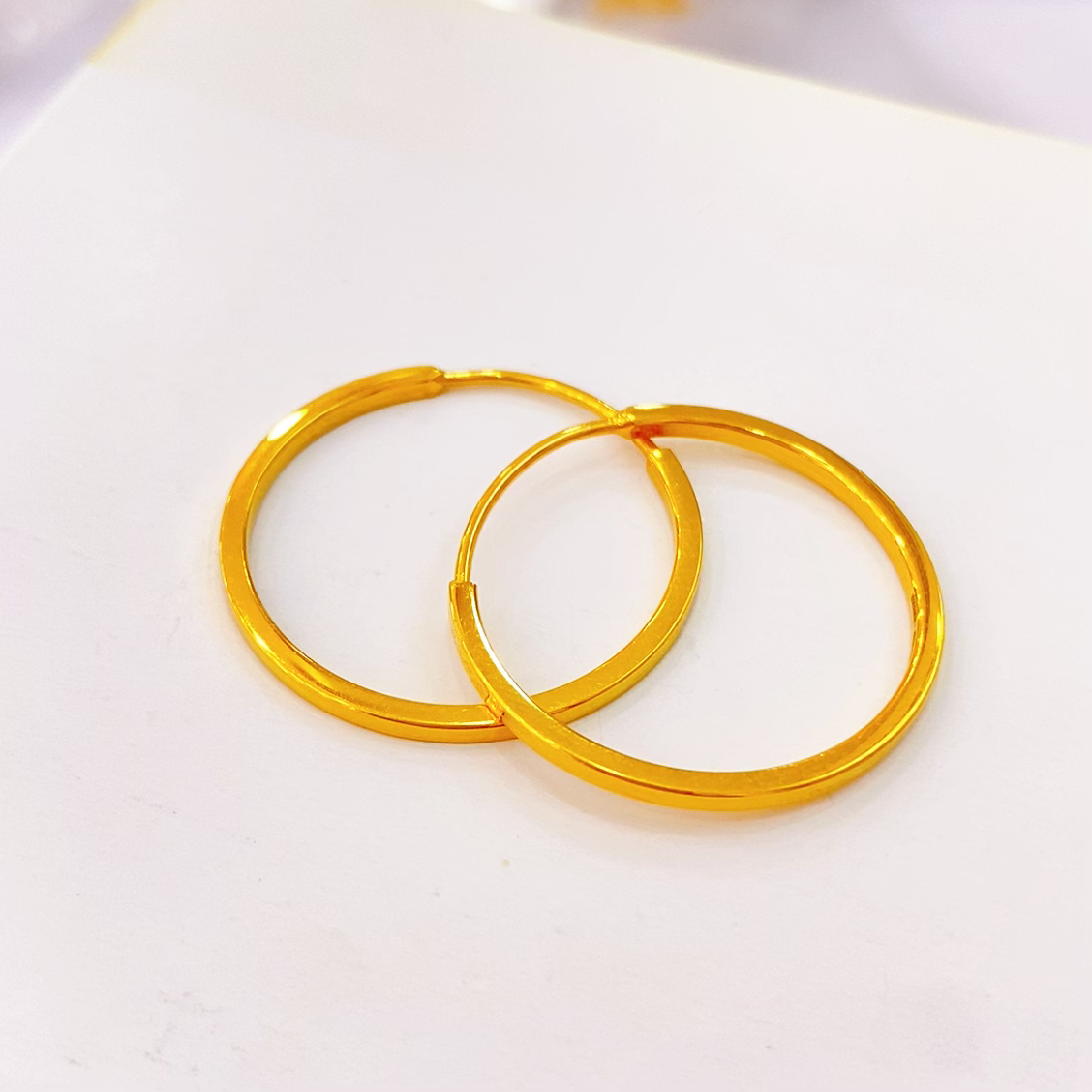 足金999   5G 素圈耳饰