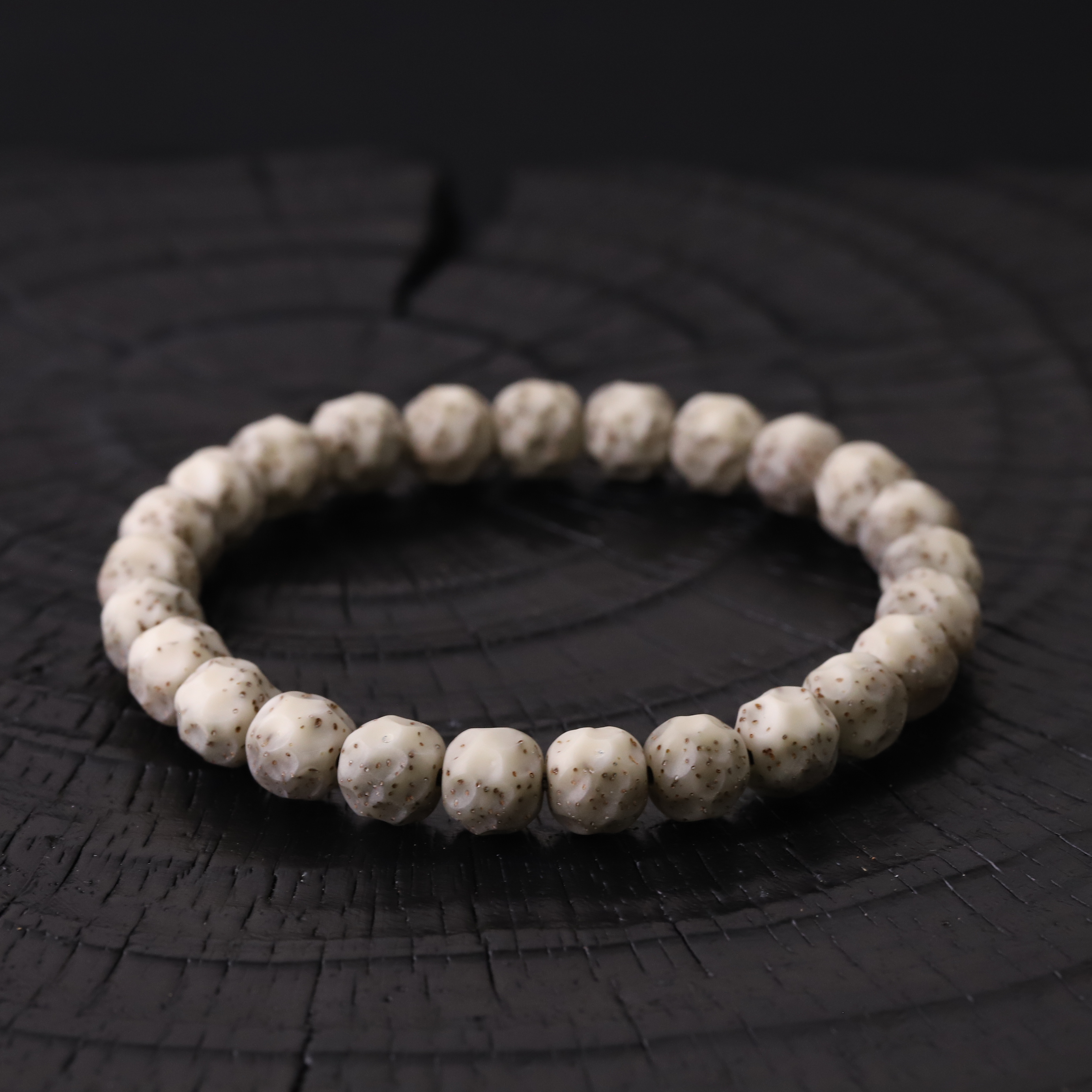 S8177【骨瓷无相】纯手满工针尖大留白星月菩提单圈文玩手串