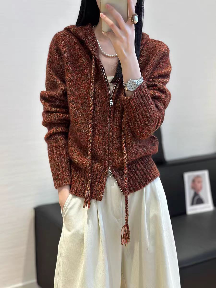 羊绒编绳帽衫320