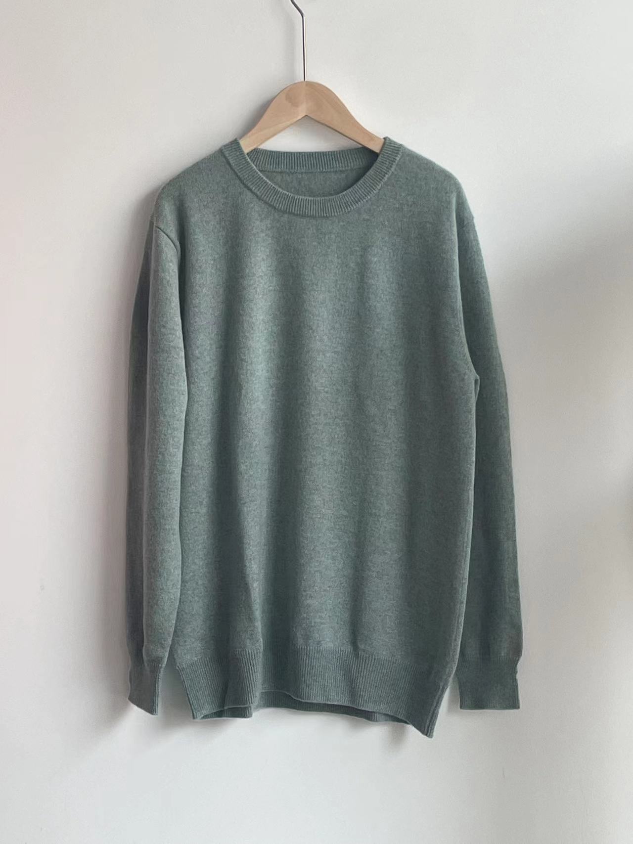 秋冬男士100%纯山羊绒圆领毛衣长袖针织百搭简约