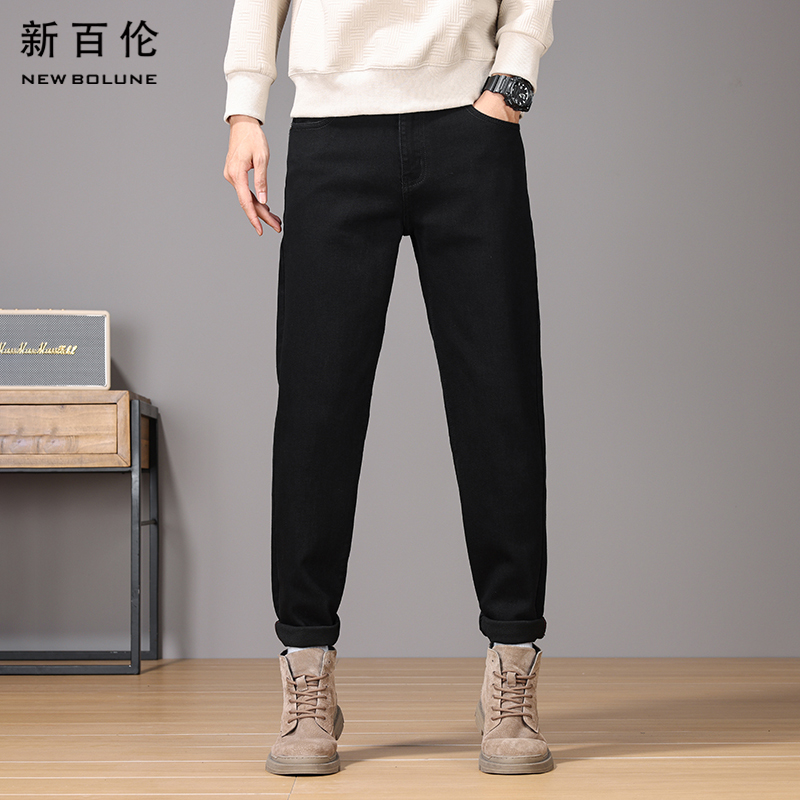 新百伦微哈牛仔裤秋季男2023新款宽松休闲百搭修身直筒长裤男款潮