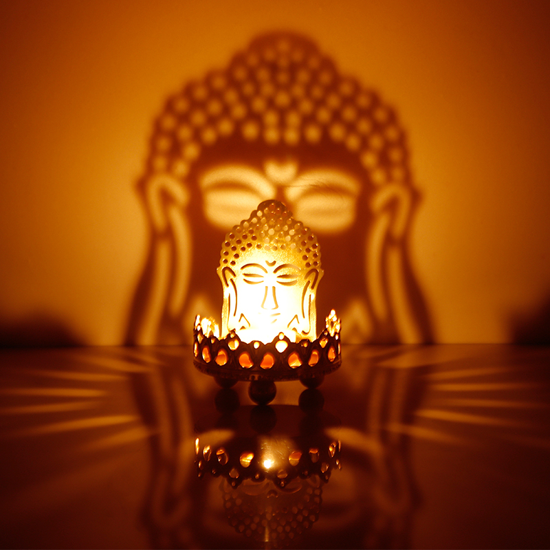 圆通合金镂空烛台酥油灯雕花光影酥油灯座创意客厅家用烛台灯座