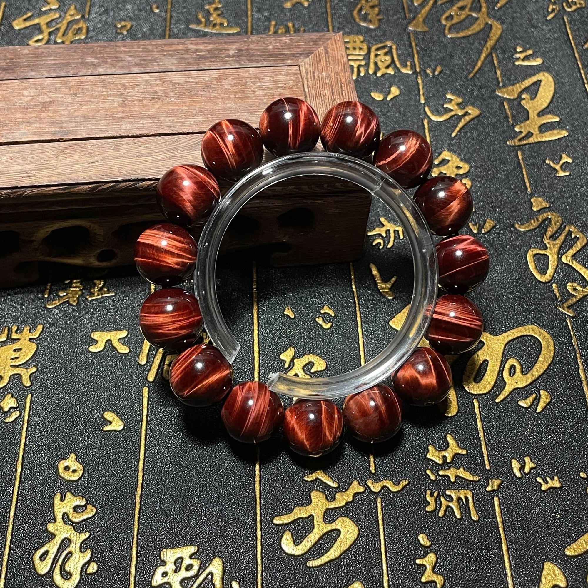 7A天然正品闪电纹红虎眼石手串手链木变石本命年小众情侣男款饰品