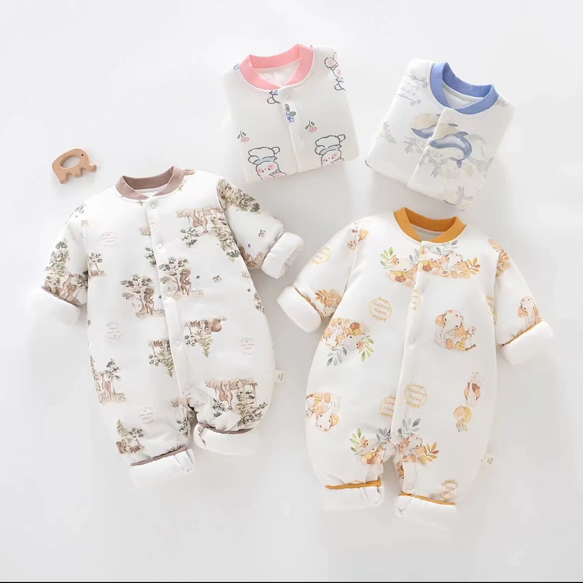 （120克棉）婴儿连体衣秋冬棉服加棉加厚保暖衣男女宝宝冬季衣服