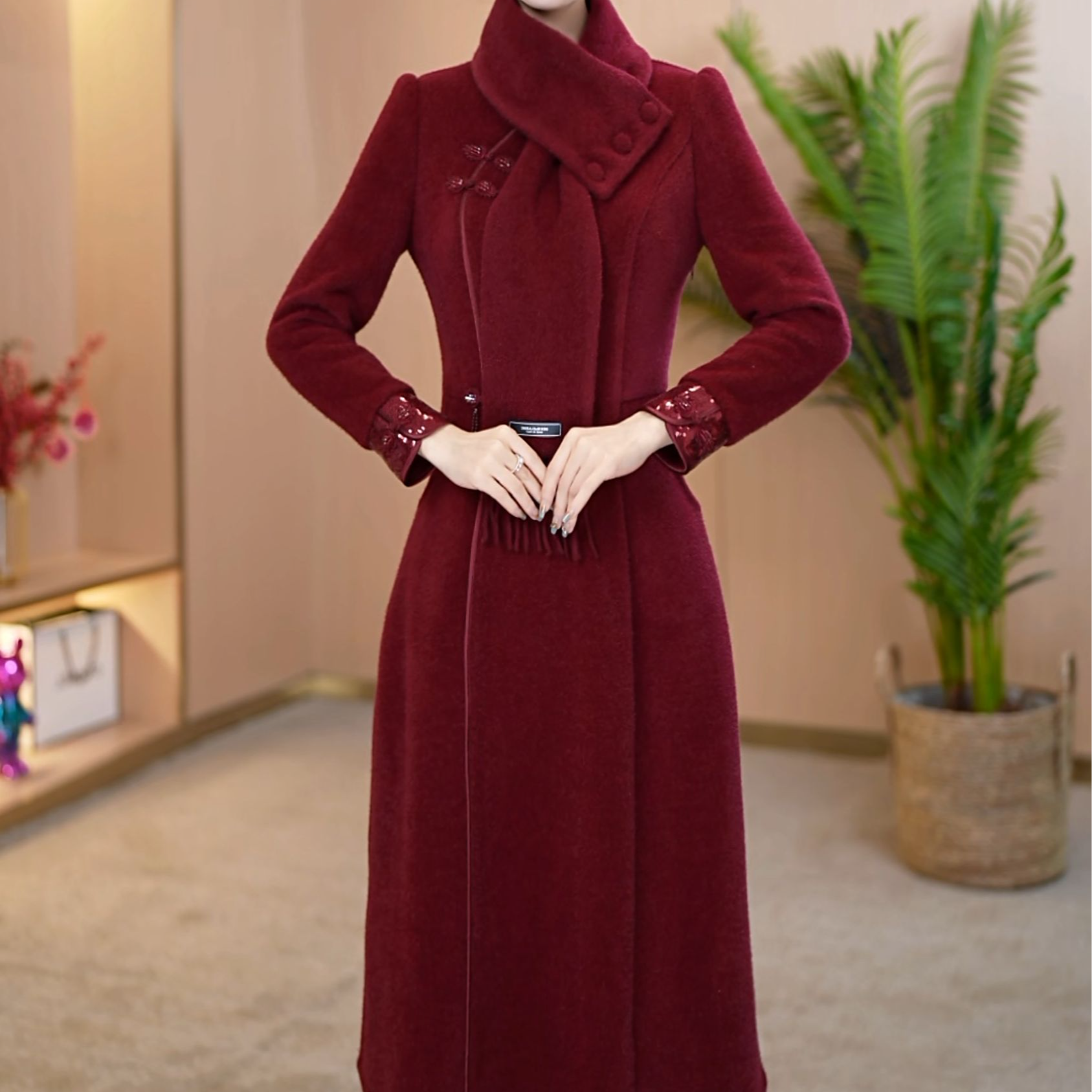 【宸紫女装】X24203冬季穿搭连衣裙女新款精致女人收腰中长款裙子