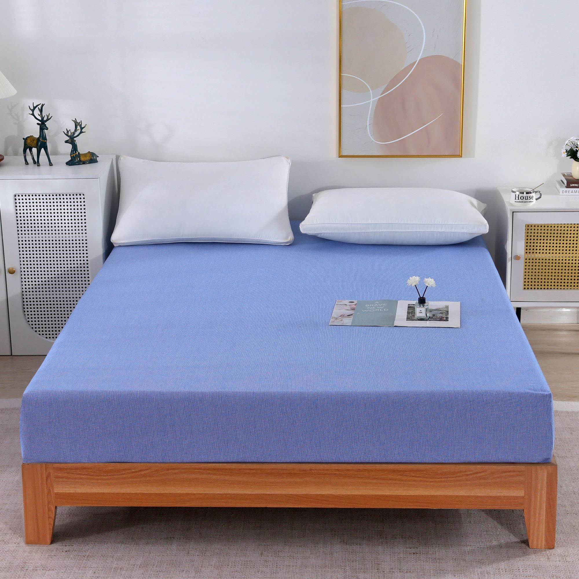 【床笠】纯棉老粗布床笠单件加厚防滑固定1.5米1.8米床罩防尘