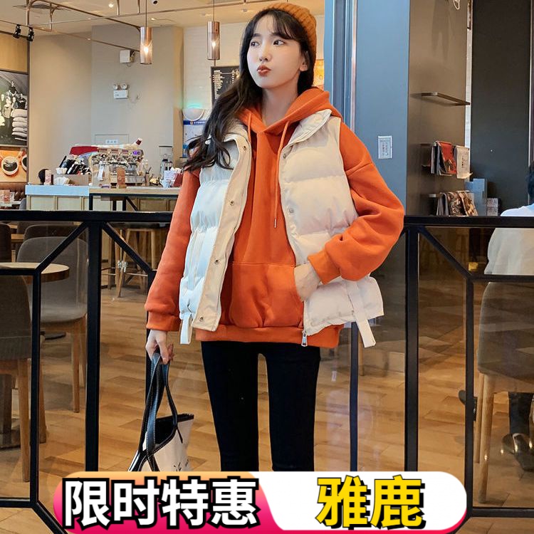 雅鹿羽绒羽绒服马甲女冬2023新款学生立领短款加厚白色外穿马夹背