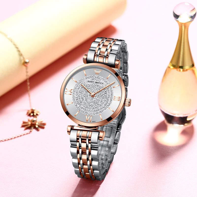 满天星系列满钻钢带女士石英防水镶钻网红轻奢腕表