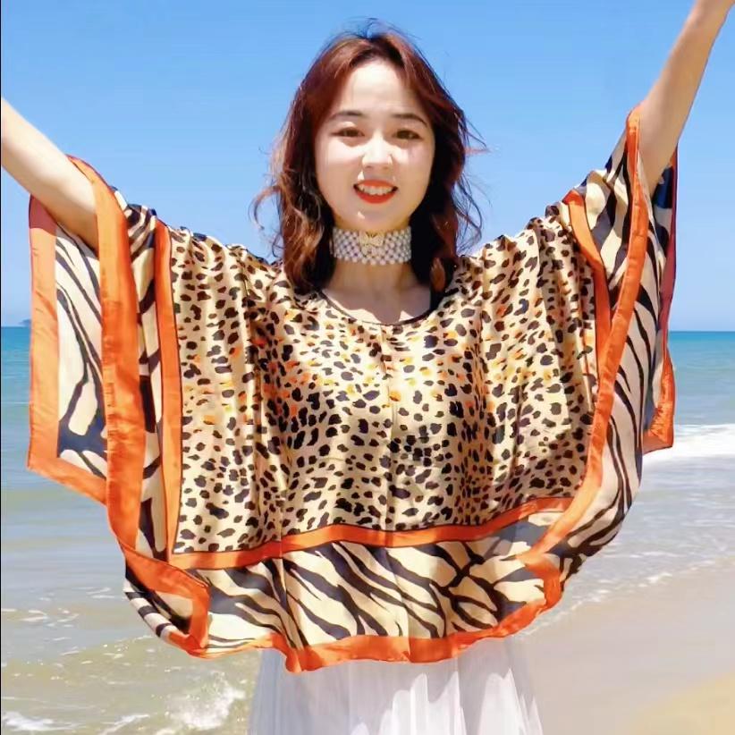 夏季防晒披肩洋气时尚套头丝巾多种花色可选